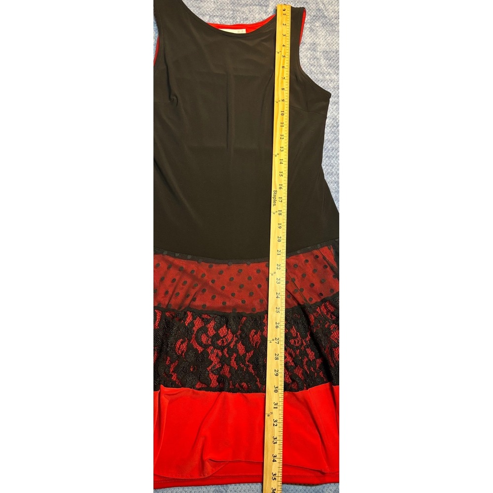 Joseph Ribkoff Cocktail Dress Women's Black Red Excellent Spanish Tiered Lace 6 - Picture 5 of 7